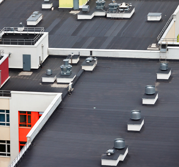 overhead shot of roofs
