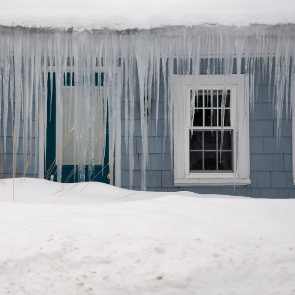 a house covered in snow